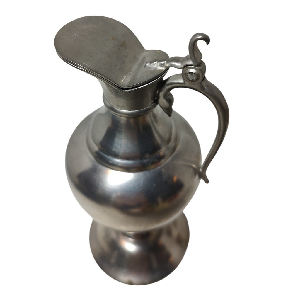 Vintage Royal Holland Pewter Pitcher‎ Daalderop Creamer Hinged Lid Handle SEE
